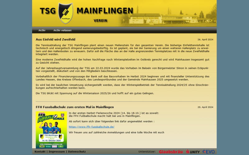 Screenshot TSG Mainflingen Webarchiv