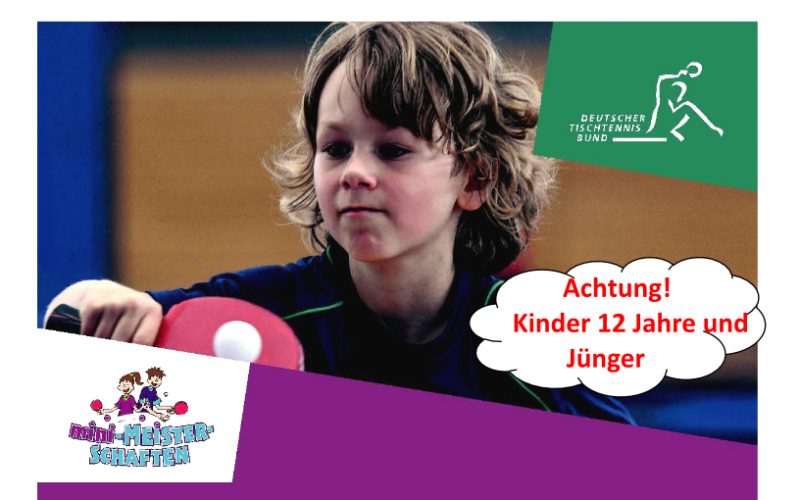 Plakat der 41. Mini-Meisterschaften 23/24. Samstag 17.02.2024 um 14:00 Uhr in der großen Sporthalle in Mainflingen. gespielt wird in 3 Altersklassen. AK3 (8-Jahre und jünger), AK2 (9 und 10 Jahre) und AK1 (11 und 12 Jahre)