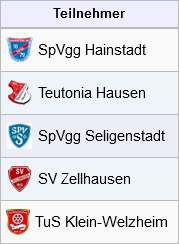 Mainpokal 2019 Teams Gruppe Wolz. SpVgg Hainstadt, Teutonia Hausen, SpVgg Seligenstadt, SV Zellhausen, TuS Klein-Welzheim